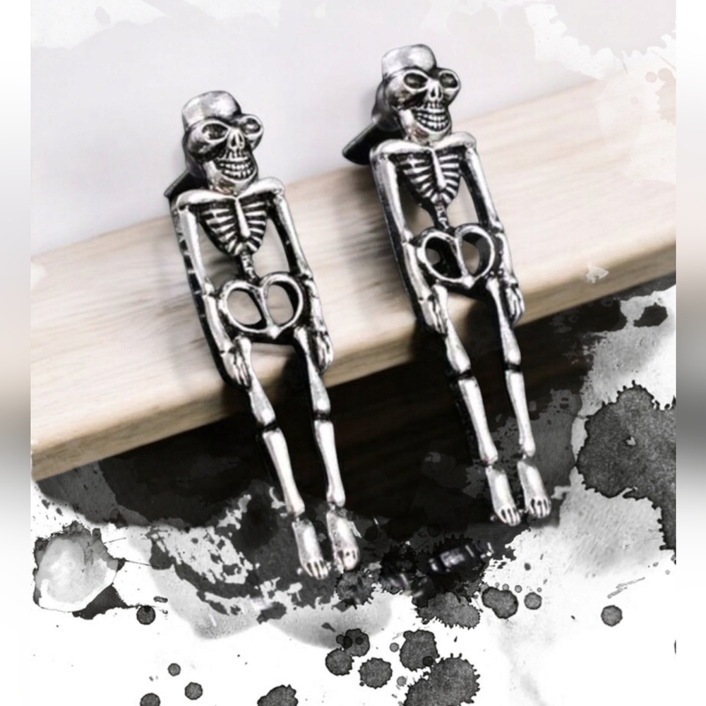 SKELETON EARRINGS HALOWEEN DAY OF THE DEAD JUST SCARY ER